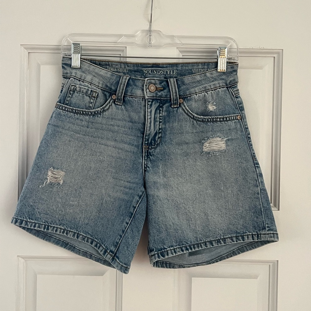 Soundstyle Women's Blue Distressed Jean Shorts